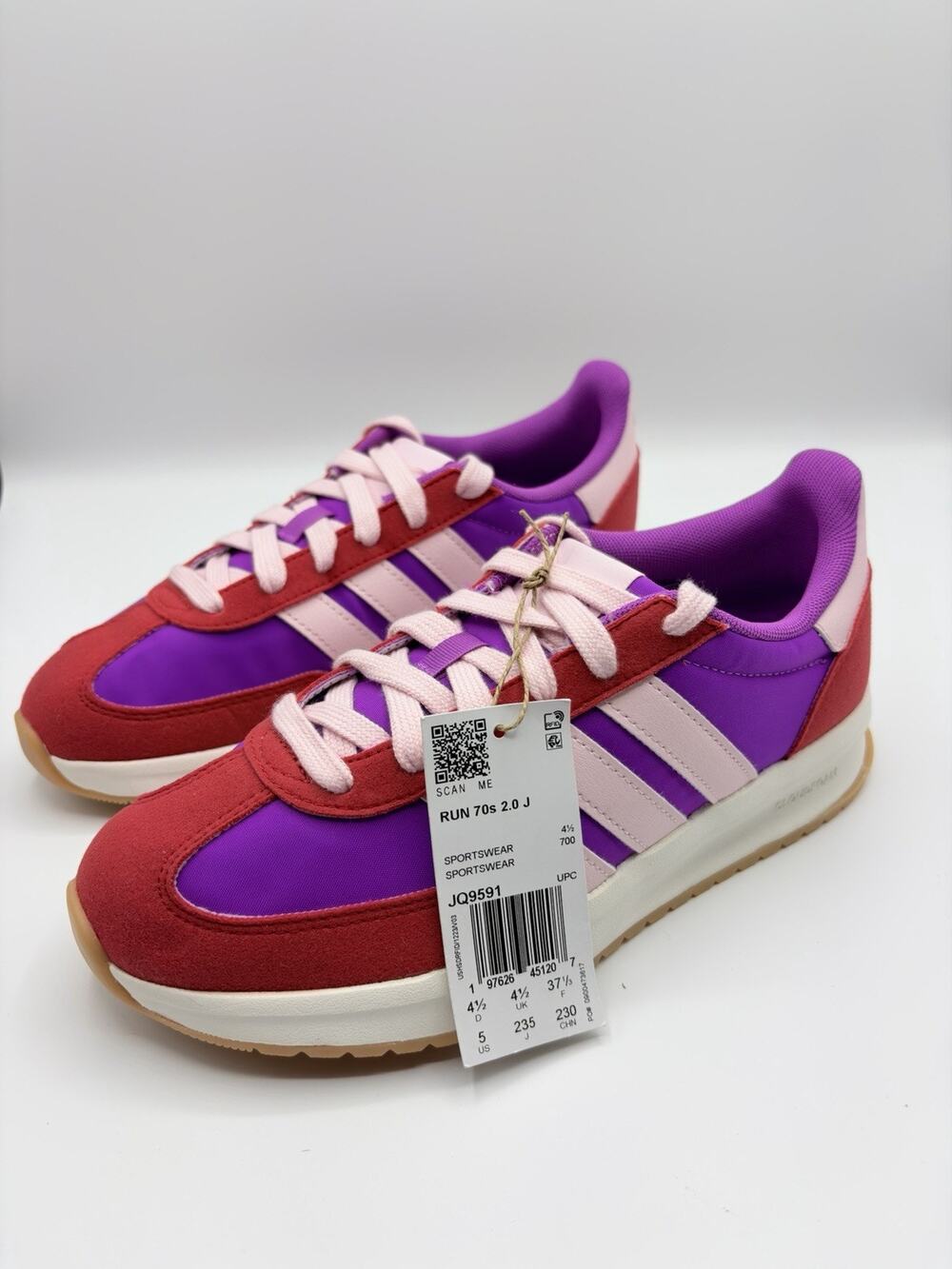 adidas Run 70s 2.0 J Purple/Red/Pink Unisex Kids Sneakers US 5 JQ9591 NWT